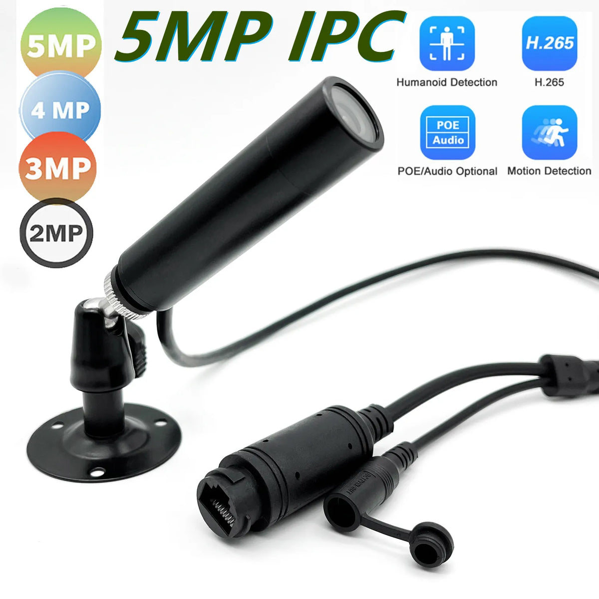5MP PoE IP Mini Bullet Camera with Motion Detection and Onvif