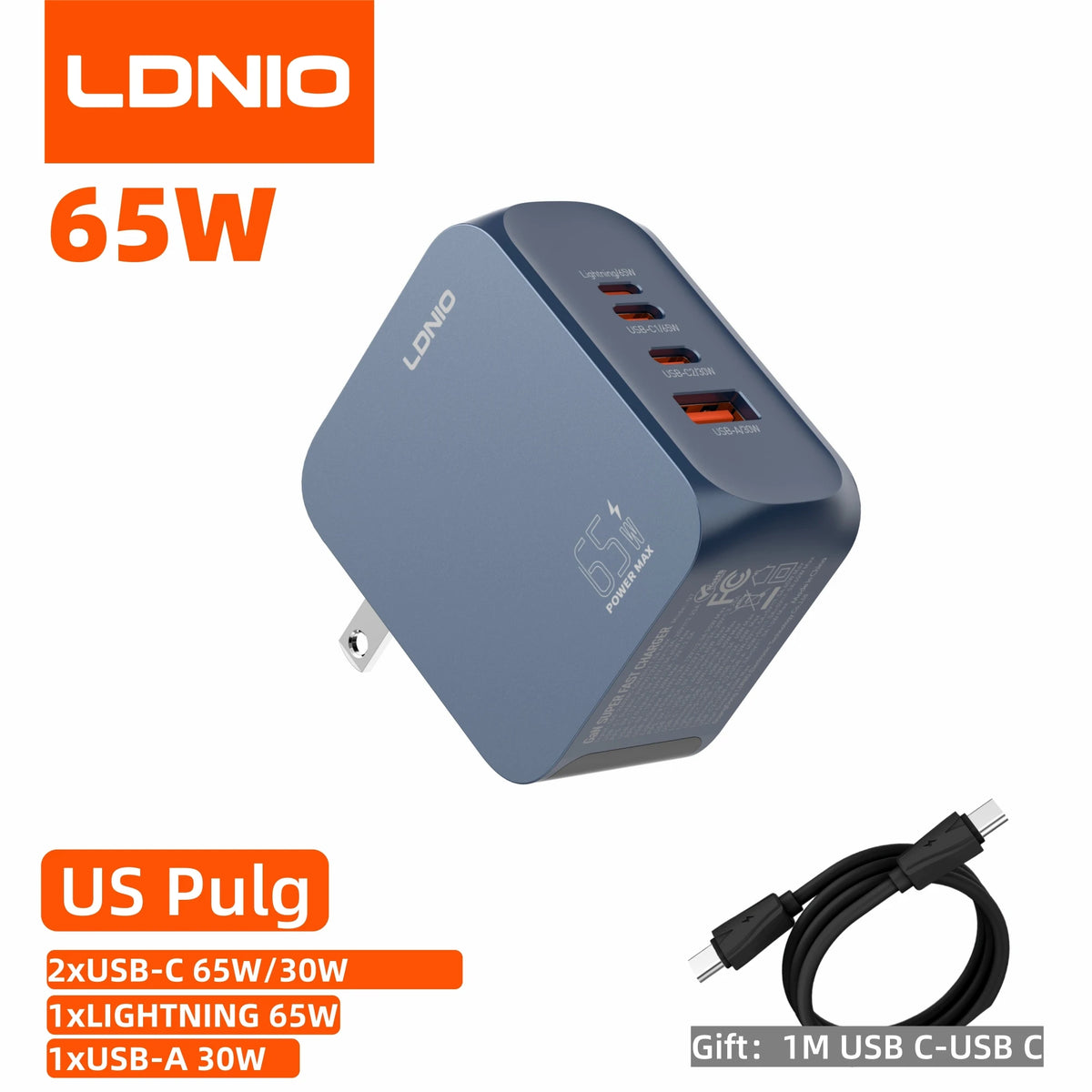 GaN USB nabíjačka - varianty 45 W, 65 W alebo 100 W