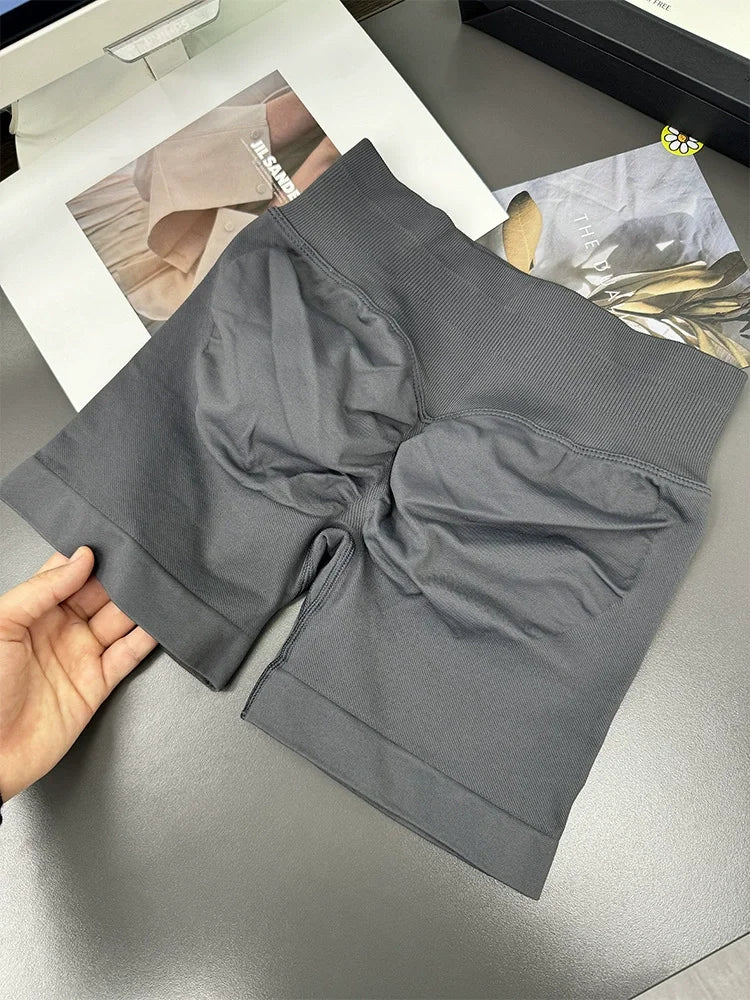 Seamless Shorts Ribbed Yoga Shorts Women Flex Scrunch Bum Gym Shorts Booty Running Short Butt Lifting Workout Pants