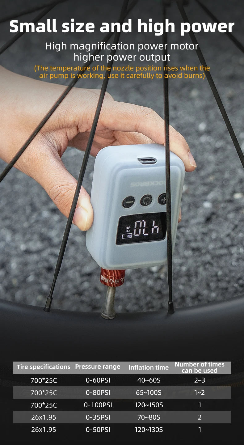 150 PSI bærbar elektrisk cykelpumpe med digitalt display og genopladeligt batteri