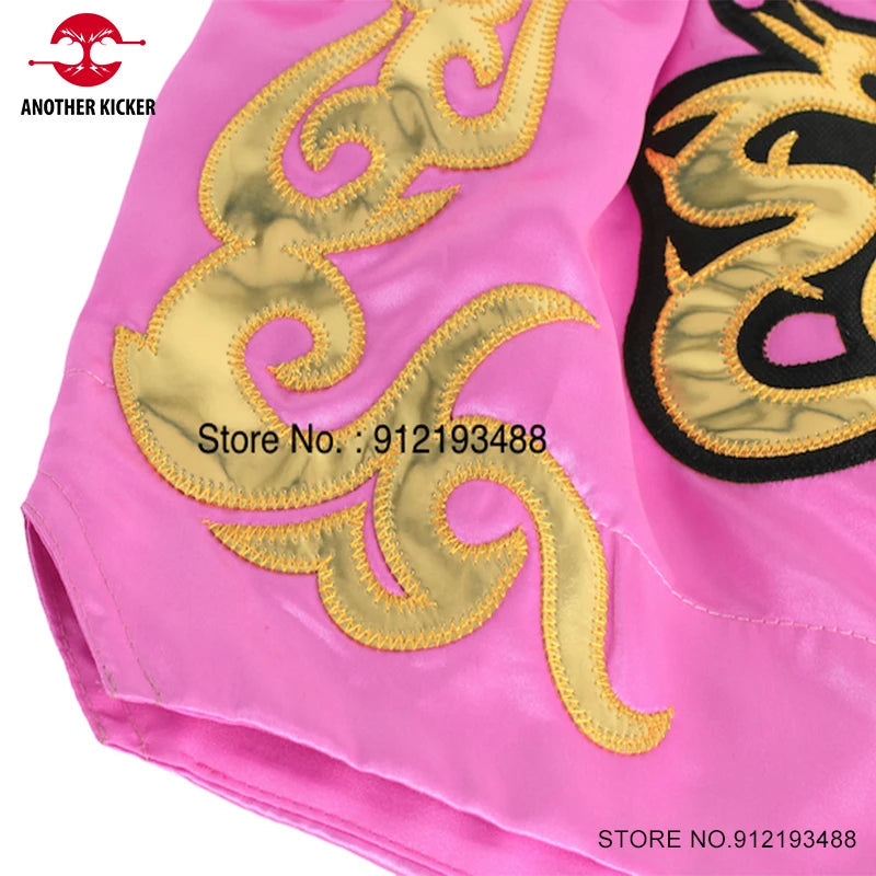 Muay Thai Shorts 2024 New Boxing Shorts Women Men Child Embroidery Kickboxing Training Pants Sanda Martial Arts Fight Equipment