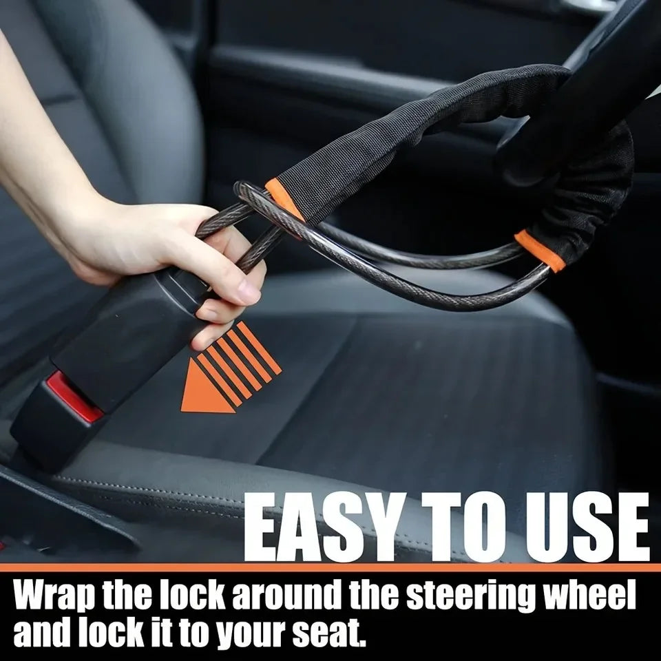 Steering Wheel to Seat Belt Cable Lock