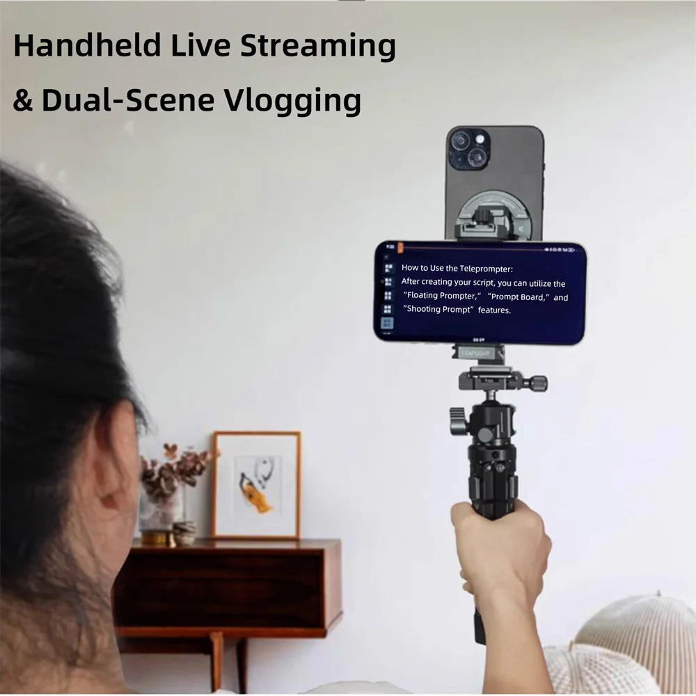 Dual-Phone Teleprompter and Camera Support