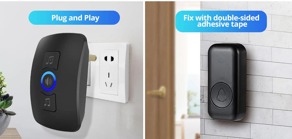 Wireless Doorbell with 60 Chimes, 500ft Range, Waterproof Button