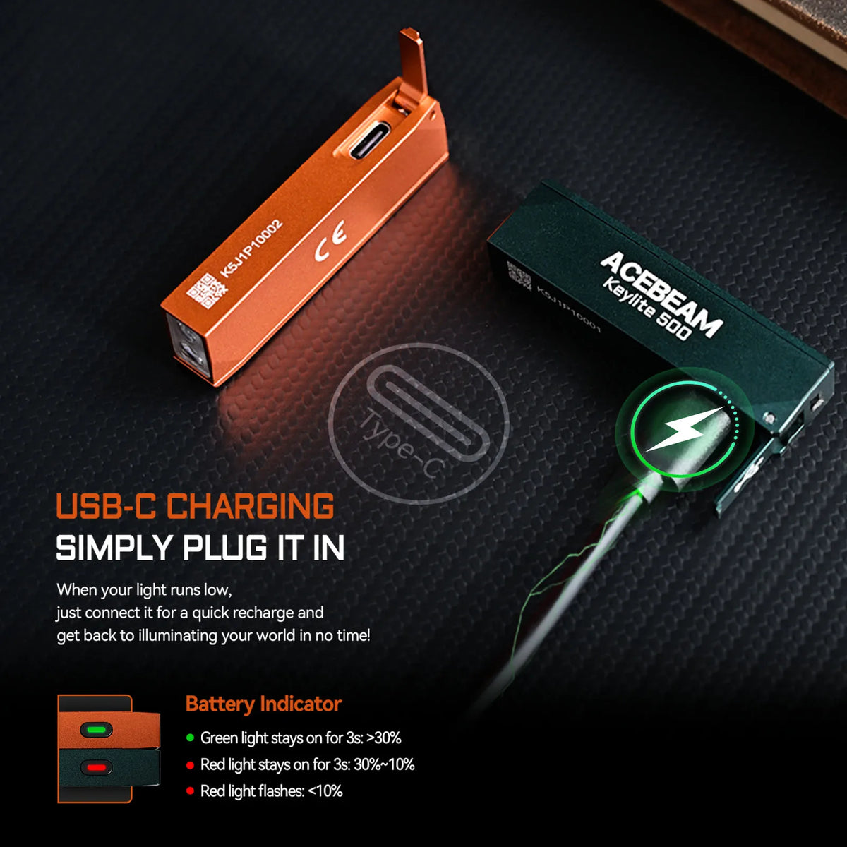 Compact 500-Lumen Rechargeable Keychain Torch