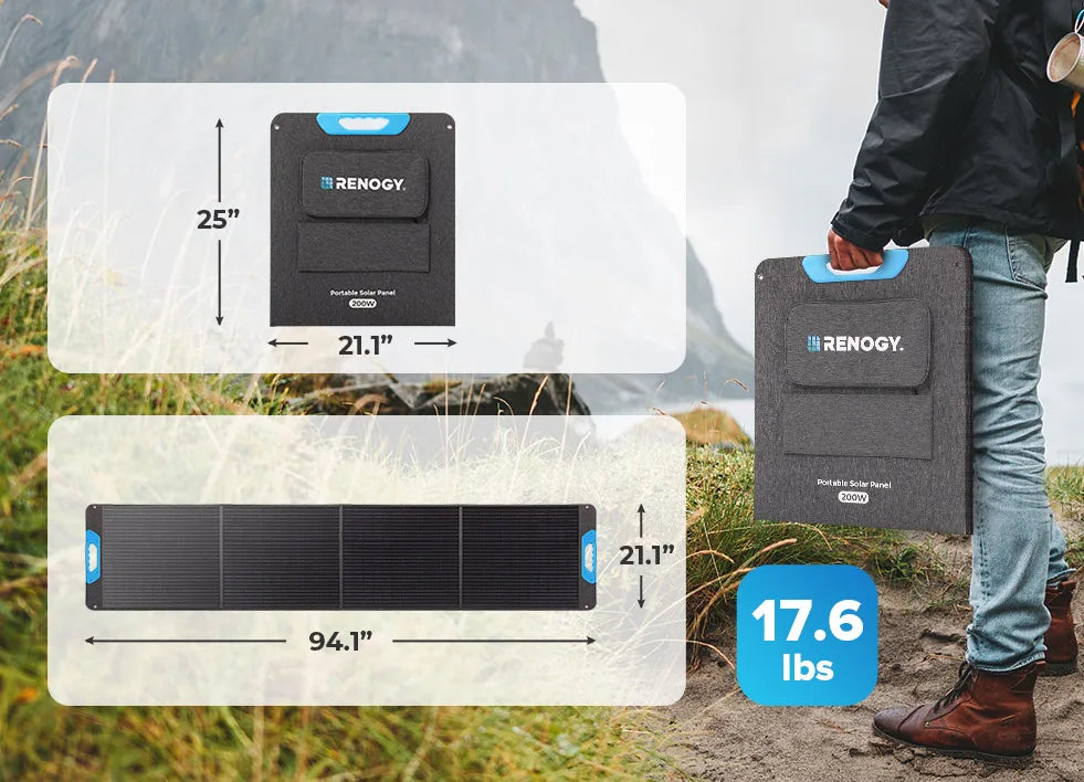 200W bærbart solpanel foldbart IP65 oplader til campingvogn og camping