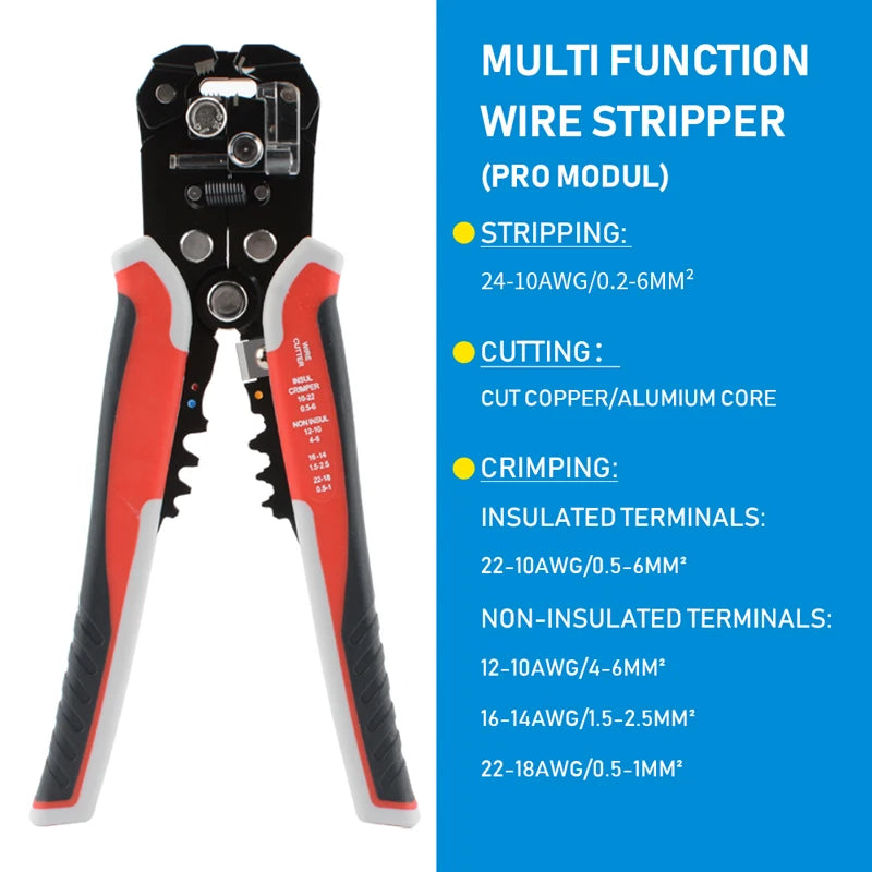 Adjustable Wire Stripping, Cutting and Crimping Pliers