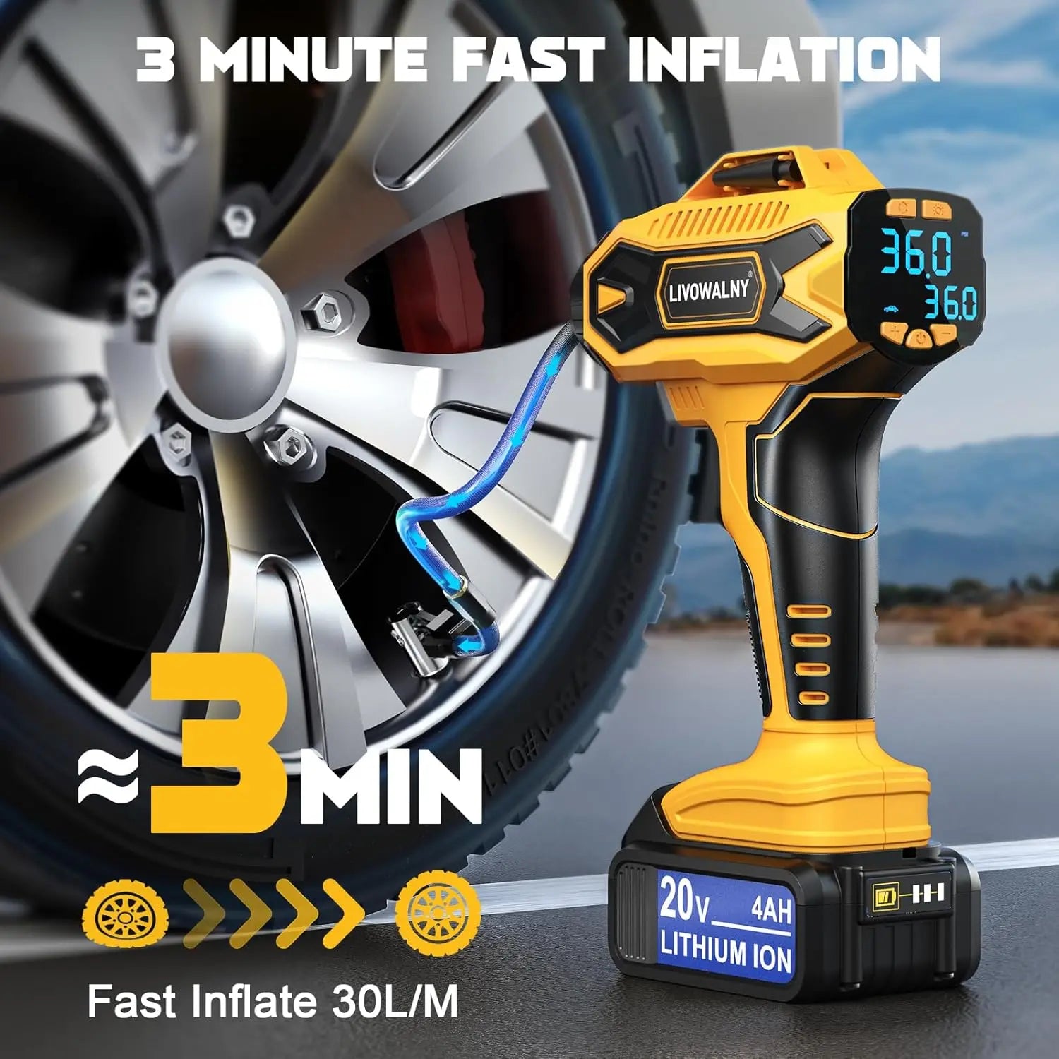 DEWALT 20V MAX Cordless Tire Inflator with LCD Display