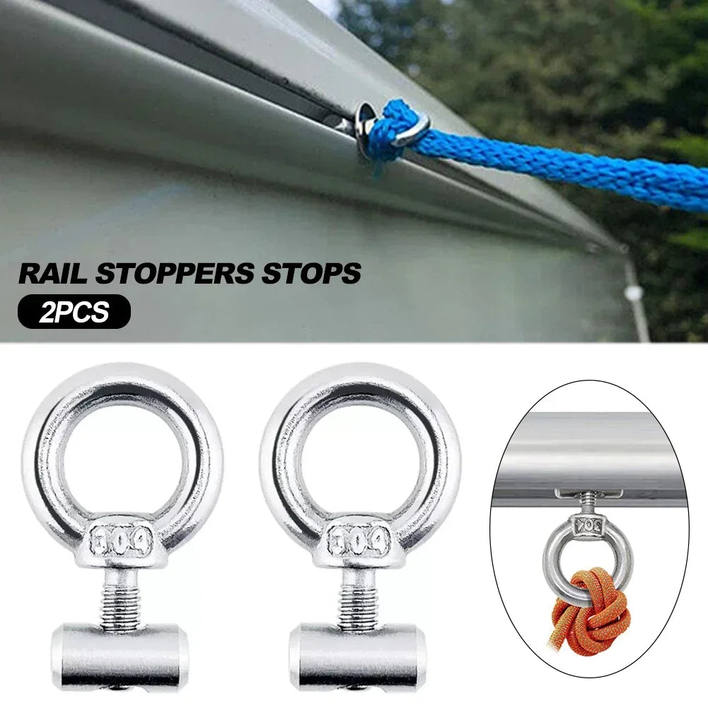2/4/8Pcs Awning Rail Stoppers Stops Motorhome Campervan Caravan Silver Stainless Steel M4 X 12mm X 6mm Diameter Camper RV Parts
