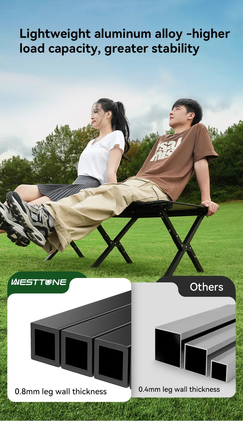 Aluminum Folding Camping Table for 6, Roll-Up Outdoor Use