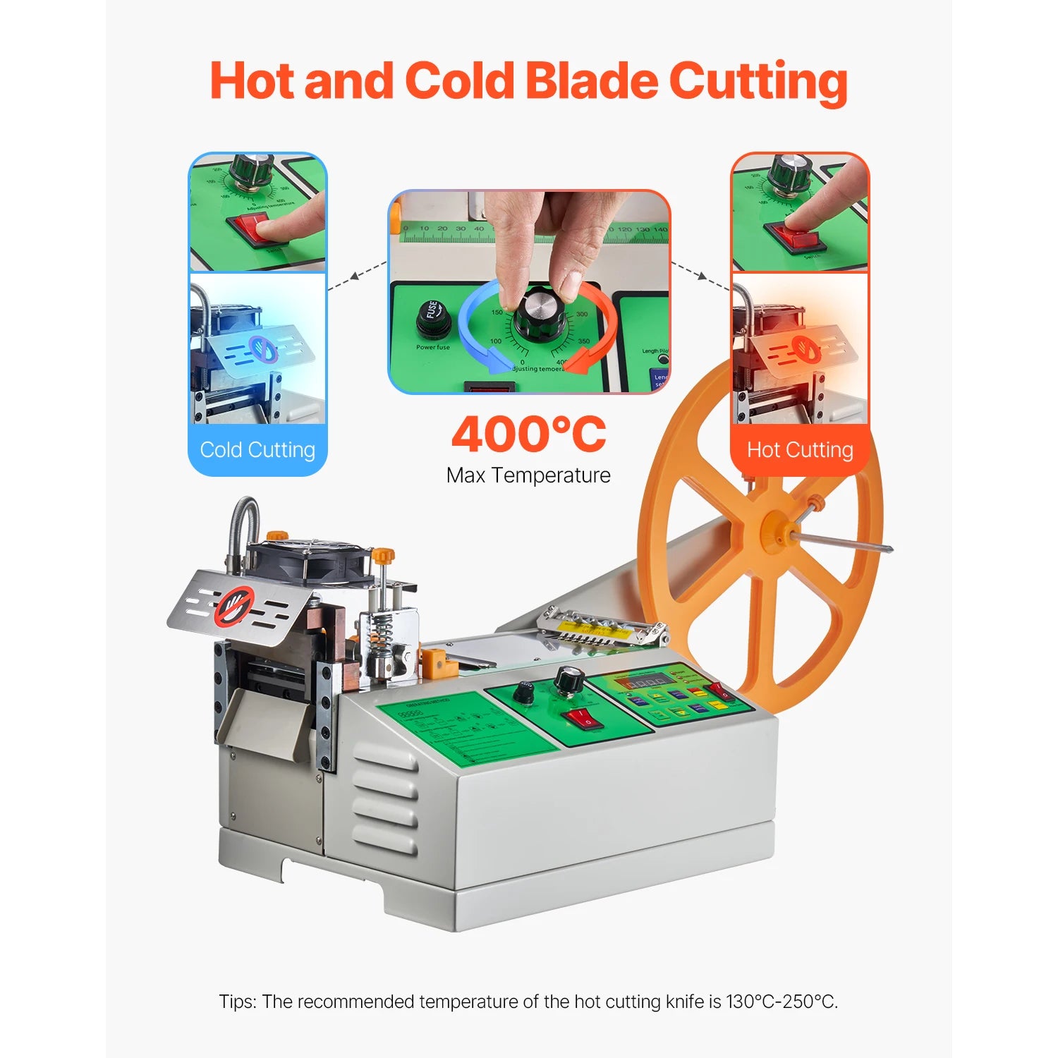 SucceBuy Automatic Webbing Cutting Machine Hot Cold Ribbon Cutting Machine with Adjustable Temperature LCD Display for Shoelaces