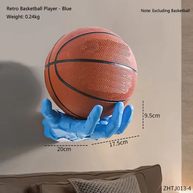 Wall-Mounted Robotic Arm Rack for Basketball and Football