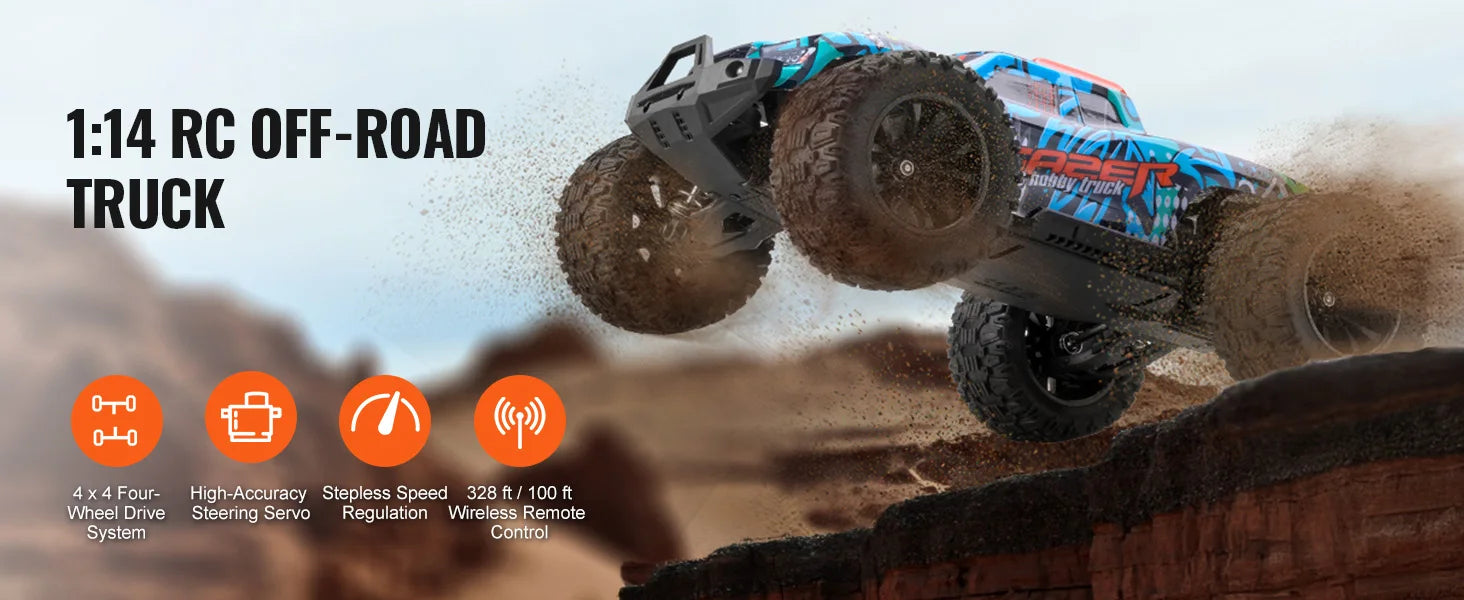 Αυτοκίνητο 4WD RC εκτός δρόμου 1:14 42KM/H με Ρυθμιζόμενο Έλεγχο Ταχύτητας