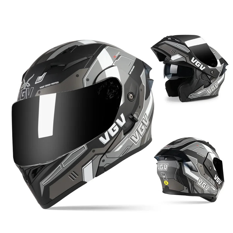 VGV 91 Flip Motorcycle Helmet, Dual-Lens, DOT Certified
