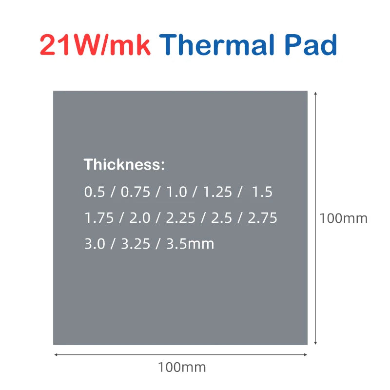 Soft 21W/mk Thermal Pad for CPU GPU Heatsink Cooling Conductive Silicone Pad High Performance Thermal Silicone Pad for PS4 SSDs
