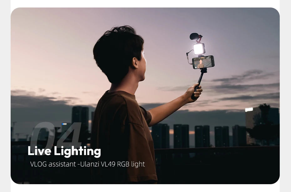 Φωτιστικό βίντεο LED Ulanzi VL49 RGB με ρυθμιζόμενο χρώμα και μπαταρία 2000mAh