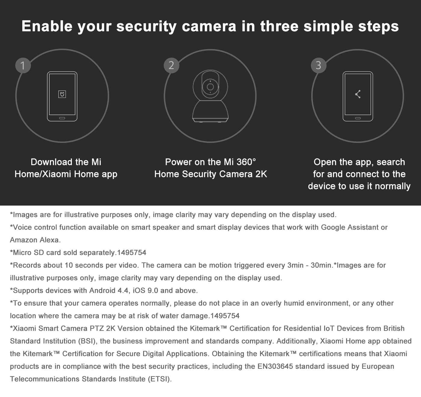 Xiaomi 2K vnútorná inteligentná kamera 360° WiFi detský monitor bezpečnostná kamera