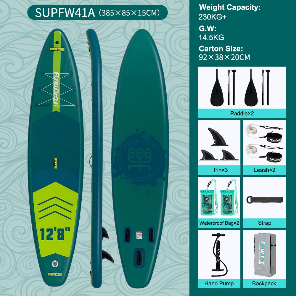 FunWater Inflatable Stand Up Paddle Board Paddling Board Surfboard Surf Sup Board 320-385CM Non-Slip Water Sport Paddle Board