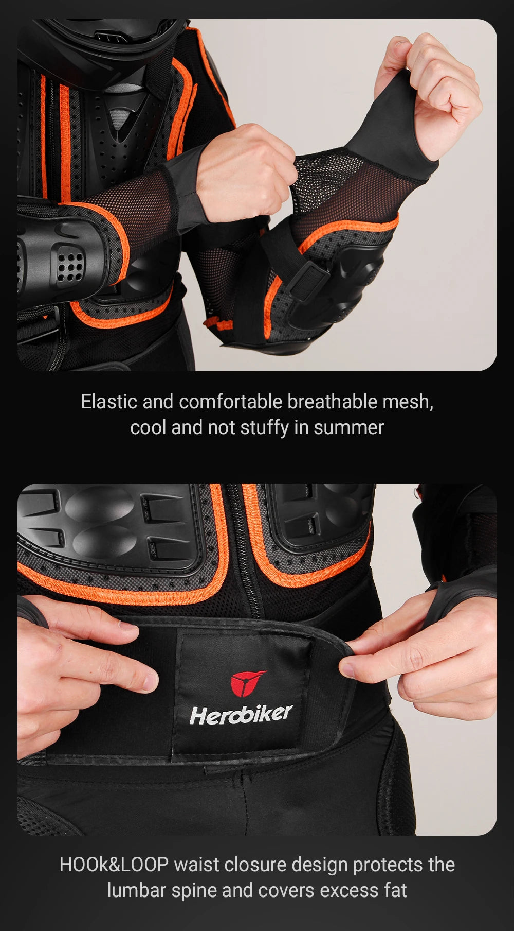 Motorcycle Full Body Armor Jacket with Spine Chest Protection