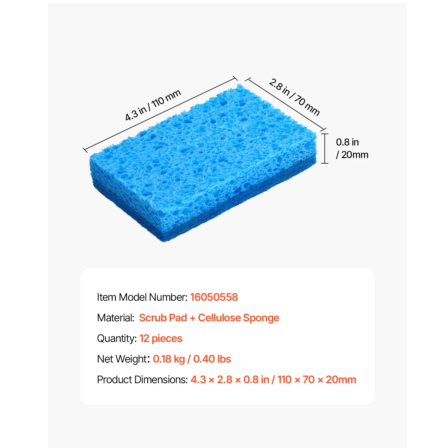 12pcs Natural Kitchen Sponges with Honeycomb Absorption Design
