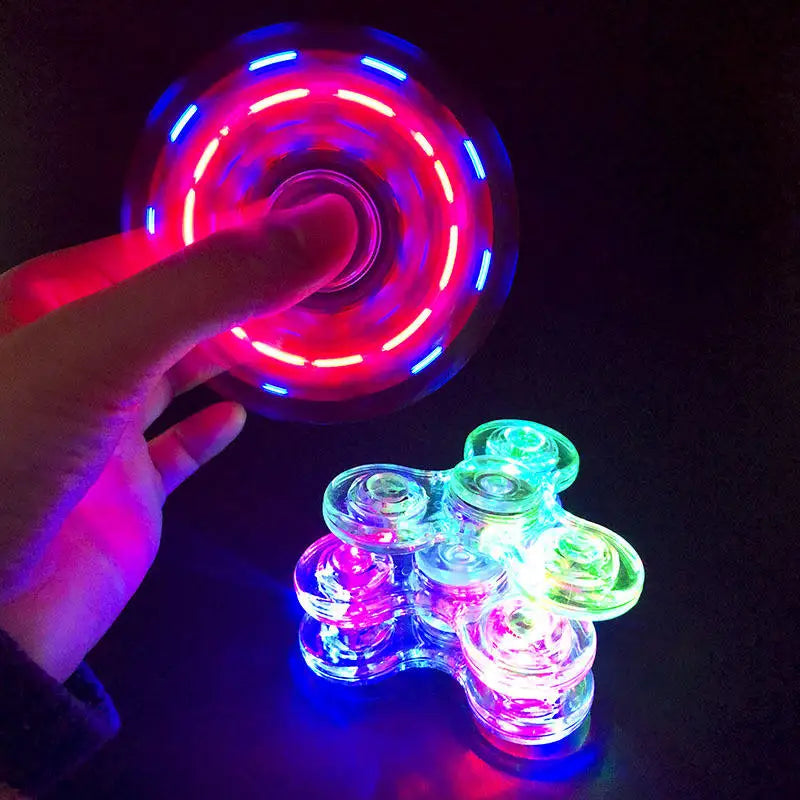Transparentna žiroskopska konica prsta s svetlobno svetlečo barvito svetlečo igračo za zmanjšanje pritiska prstov