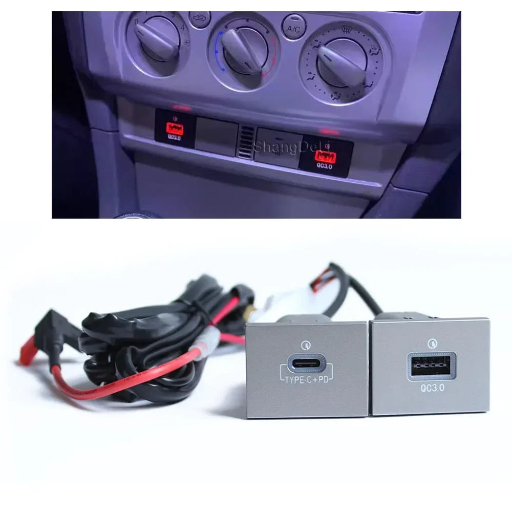 12V/24V Автомобилен заряден адаптер за телефон с двойна QC3.0 Type C PD USB порт за зареждане, захранващ адаптер за Ford Focus 2004-2011 mk2 аксесоари