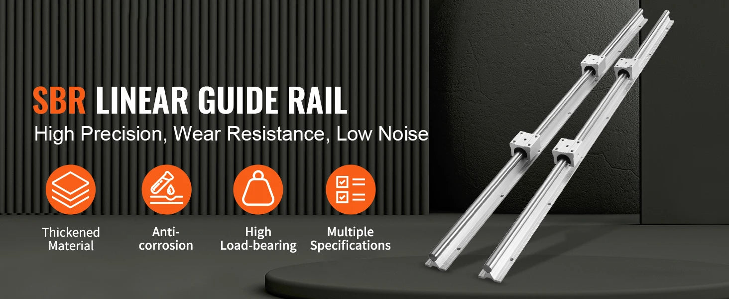 SucceBuy 2PCS Linear Guide Rails SBR12 SBR16 SBR20 SBR25 800-2200mm & 4PCS UU Bearing Blocks Smooth Motion DIY Mills CNC Parts