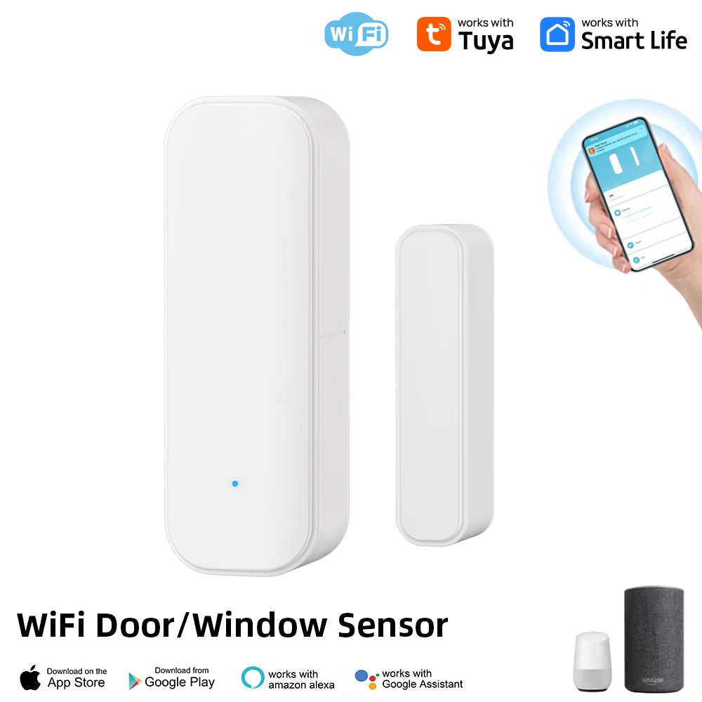 Tuya WiFi or Zigbee Window Door Sensor Smart Home Security Alarm System Voice Control Via Alexa Google Home Smart