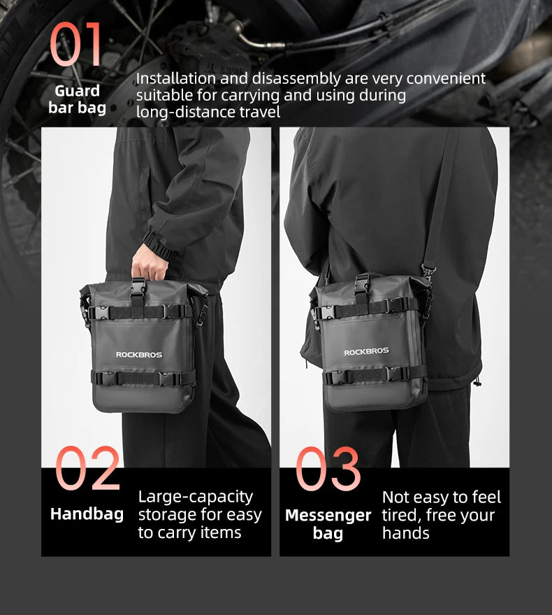 Motorcycle Saddle Bag 5L Waterproof Crash Bar Storage Pack