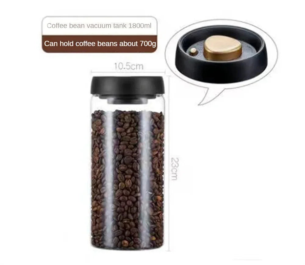Coffee Beans Vacuum Sealed Tank Transparent Glass Food Storage Jars Household Moisture-proof Air Extraction Airtight Container