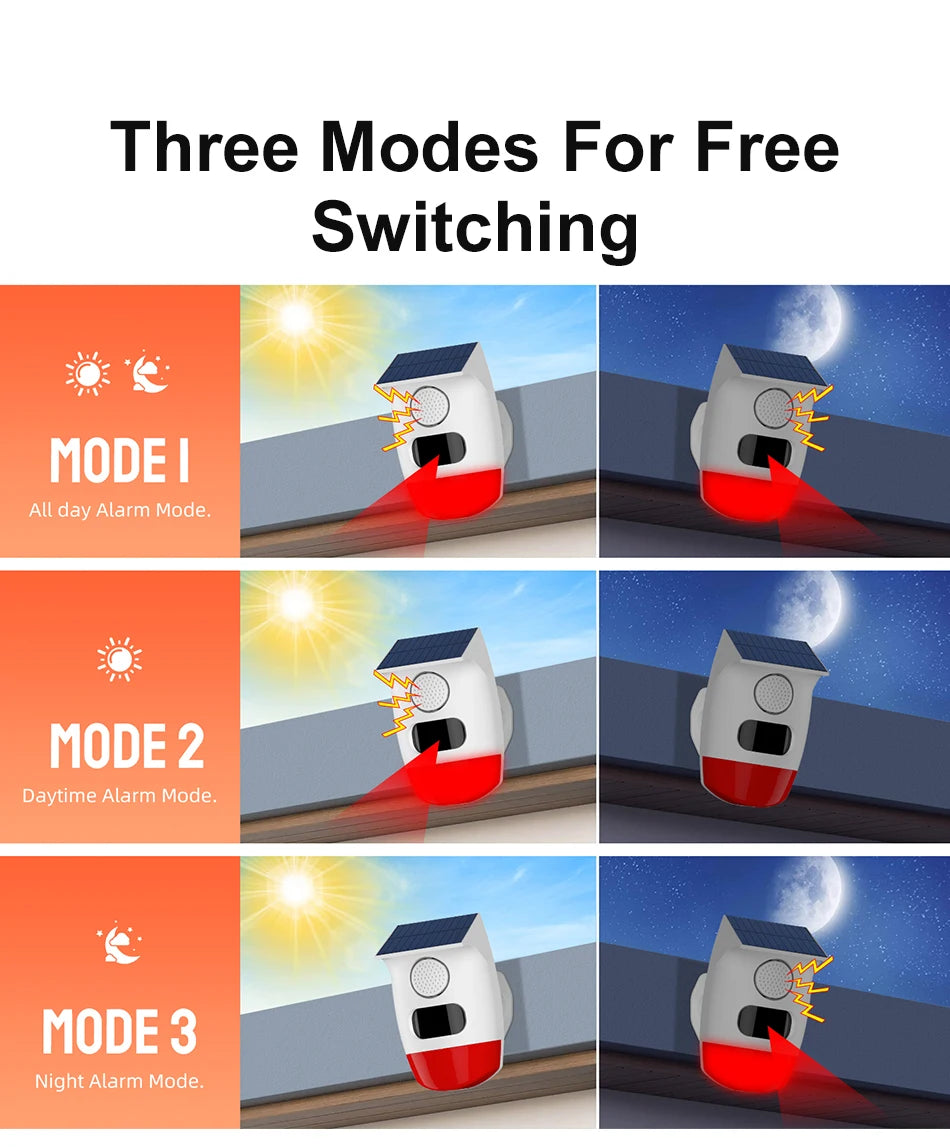 Solar Motion Sensor Alarm with 120dB Siren