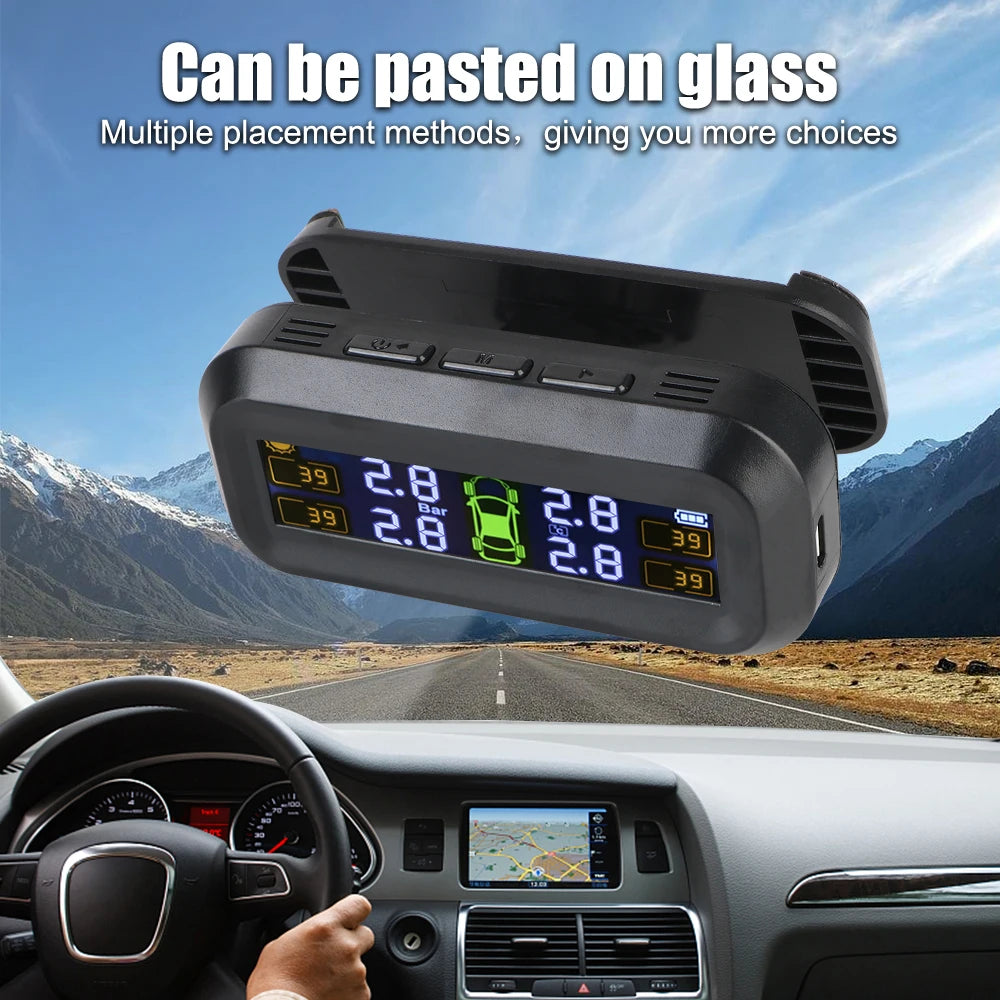 Solar TPMS Tire Pressure Monitoring System with External Sensors