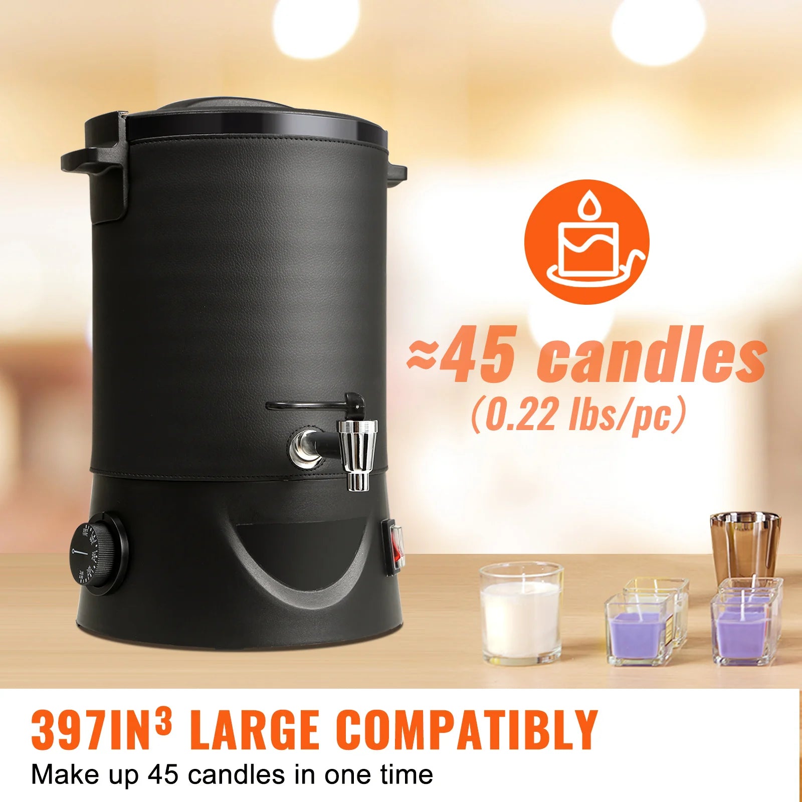 6.5L Wax Melter with Spout & 9-Level Temperature Control