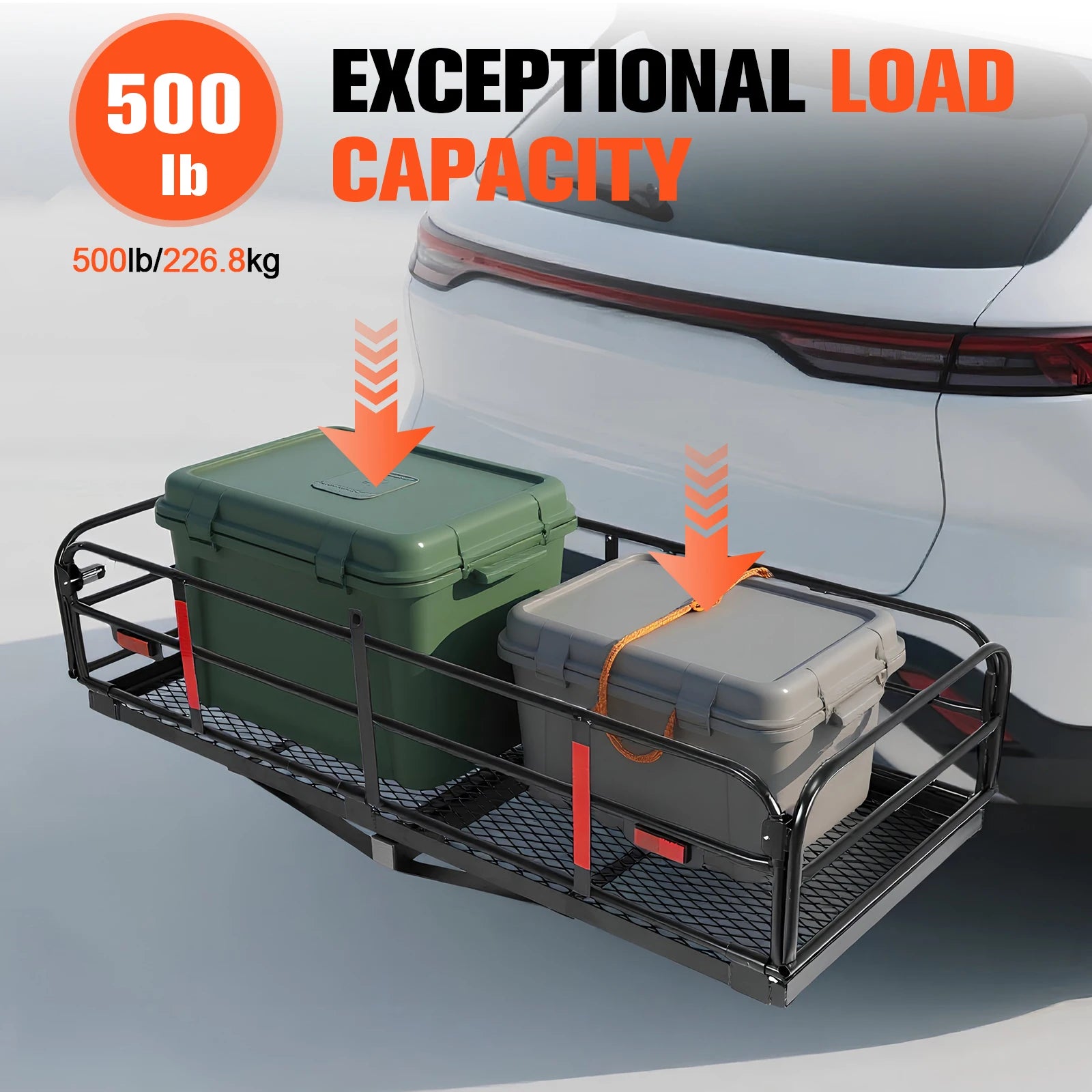 Hitch Cargo Carrier 500 LBS with Hitch Stabilizer for 2-Inch Receiver