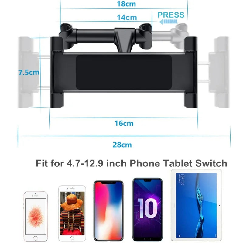 Rear-Seat Headrest Tablet and Phone Holder