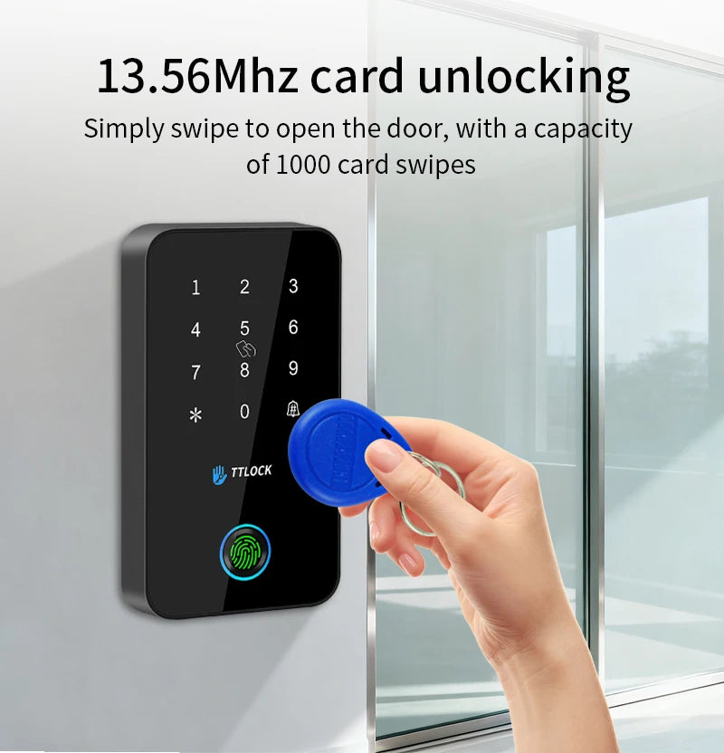 BSTUOKEY Étanche IP67 Serrure intelligente TTlock Contrôle d’accès Clavier Extérieur Empreinte Digitale Mot de passe Bluetooth 13.56MHz Carte App Déverrouiller