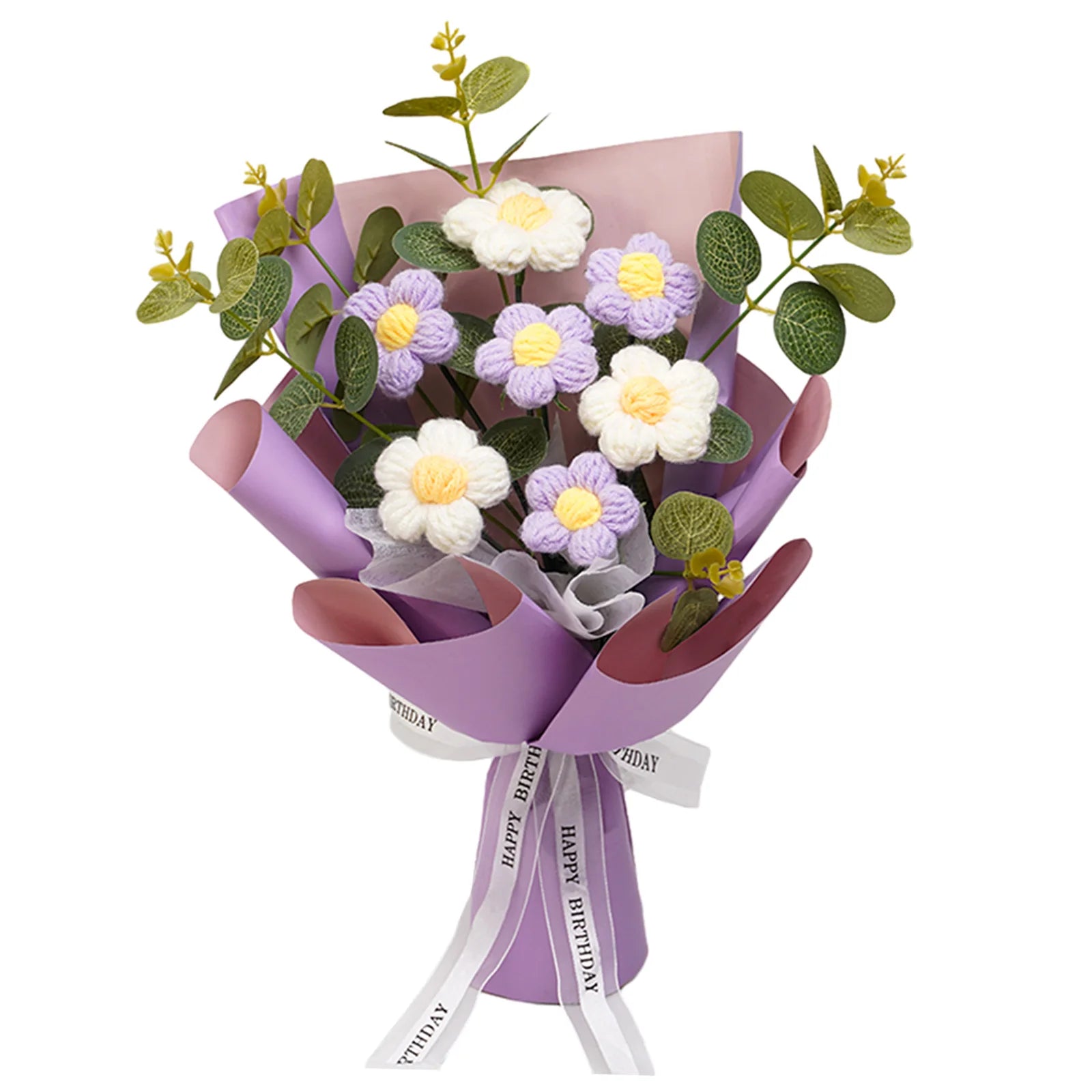 Handmade Crochet Flower Bouquet Knitted Floral Decoration