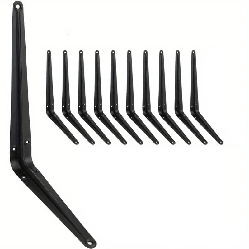 Black L-Shaped Shelf Brackets, Pack of 10