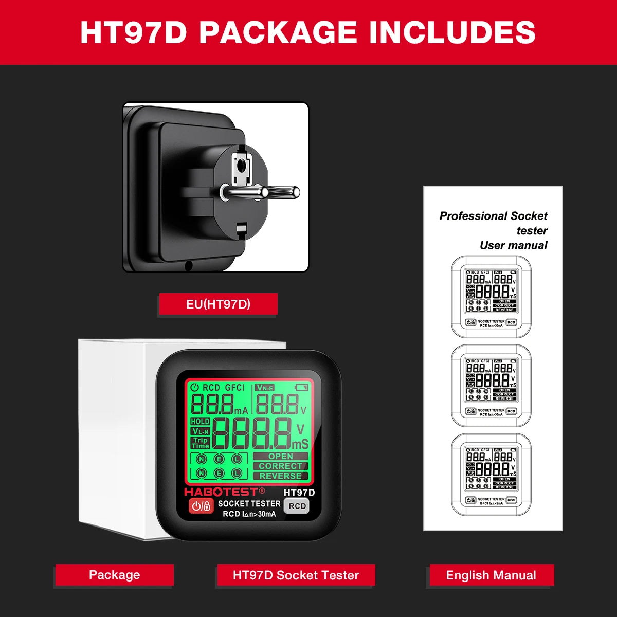 HT97-Series Digital Socket Tester