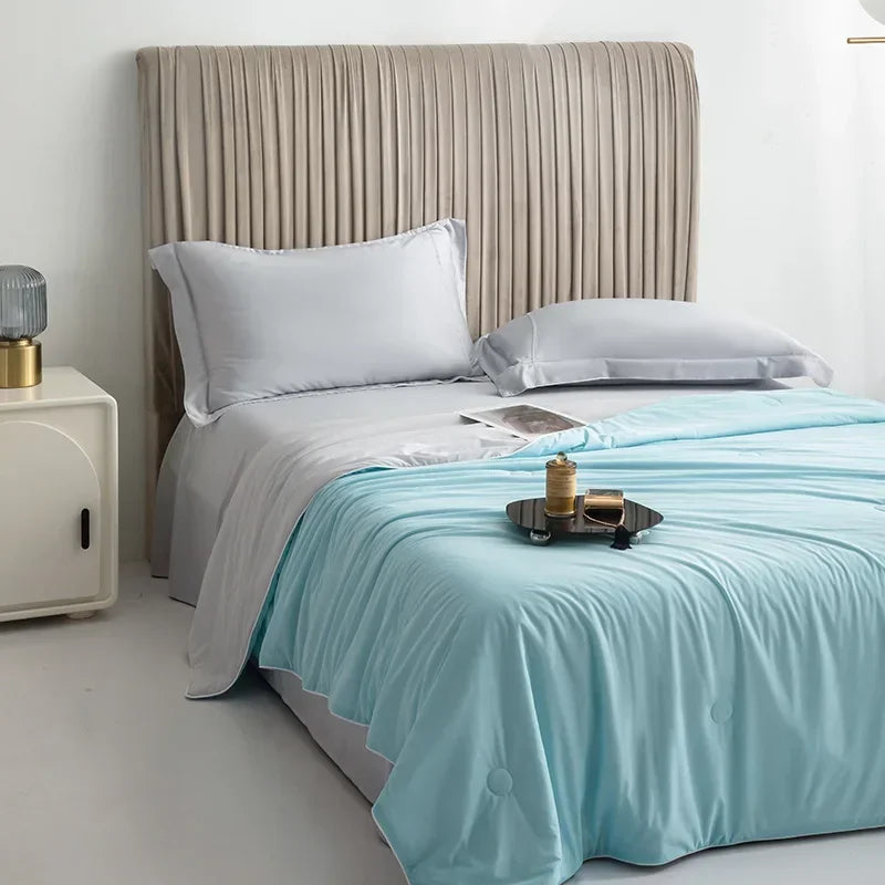 Air Condition Comforter for Summer Pure Color Ice Silk Cooling Blanket Lightweight and Smooth Twin/King Size Cold Quilt