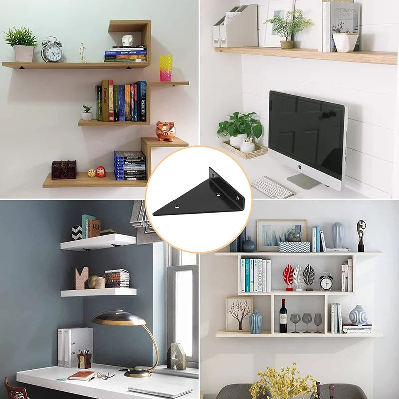 Concealed Shelf Bracket, Black, Size Options