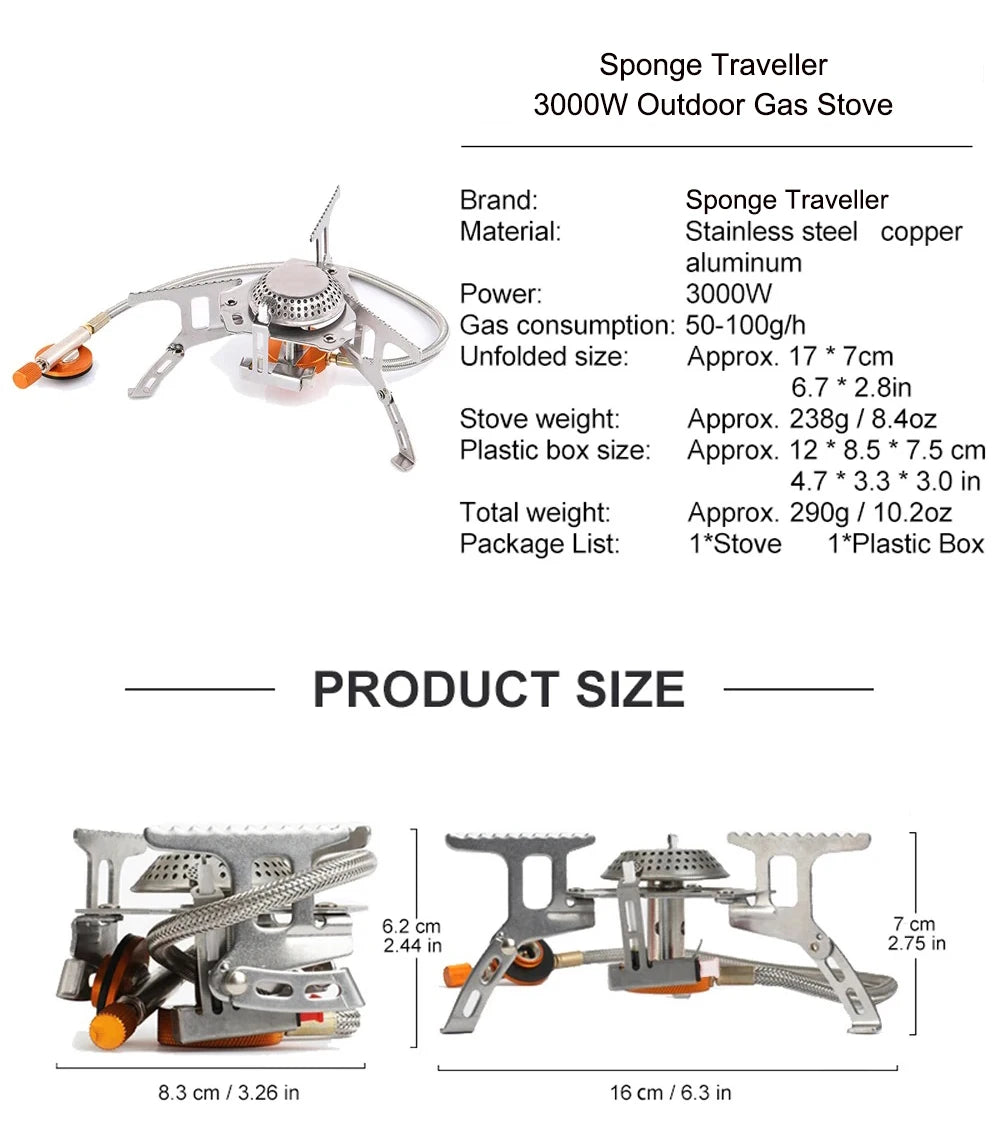 Folding Camping Gas Stove with Adapter