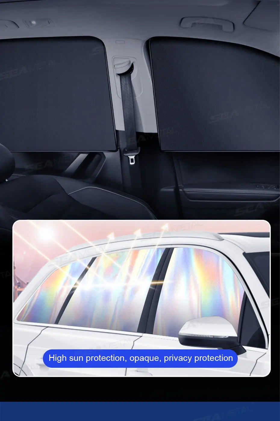 SEAMETAL Car Windshield Sun Shade Front Window Sunshade Windshield Sun Protection Cover UVR-Blocker Cooling Heat Shield Curtains