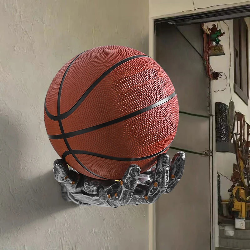 Wall-Mounted Robotic Arm Rack for Basketball and Football