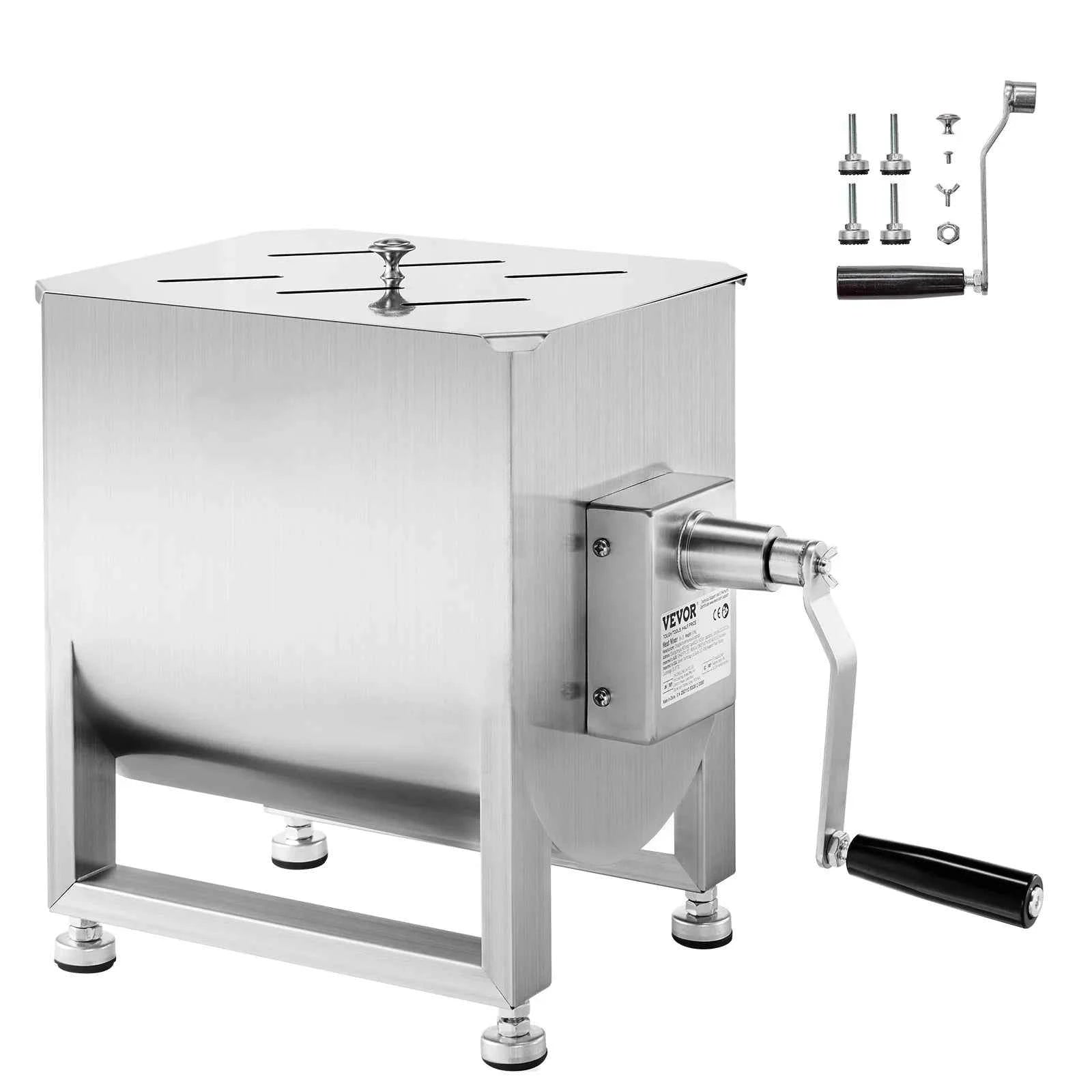Manual Meat Mixer with Lid, Handle and Gear Reducer