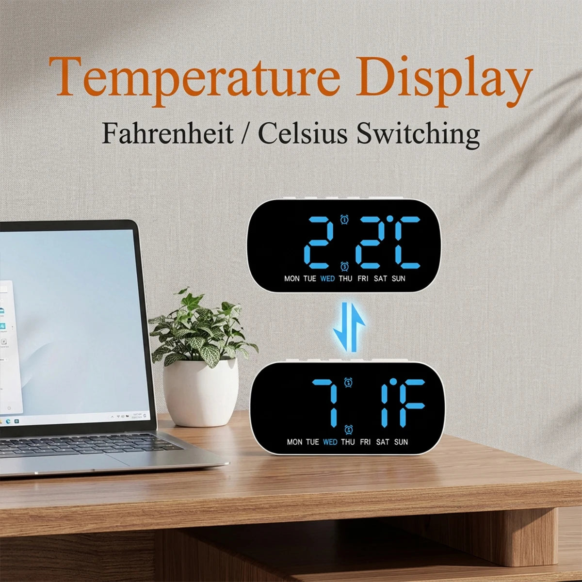 USB Digital Alarm Clock with Dual Alarms