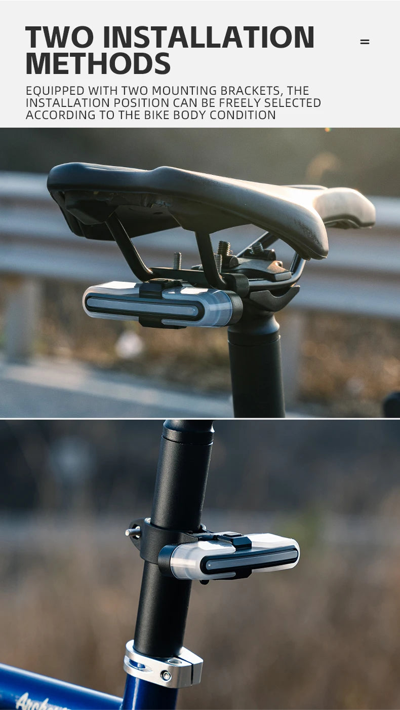 Smart Bicycle Tail Light with Brake Sensor, USB-C, IPX6 Waterproof