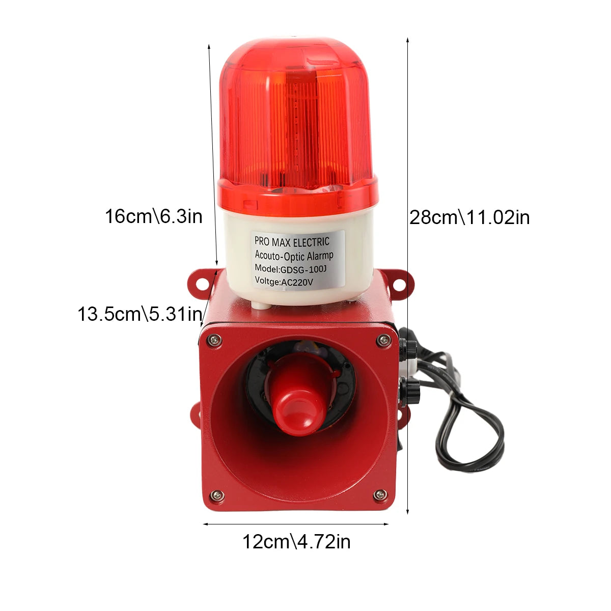 High-Power Loudspeaker Alarm Device with LED Indicator IP56 Sound and Light Alarm Waterproof Emergency Strobe Warn Light