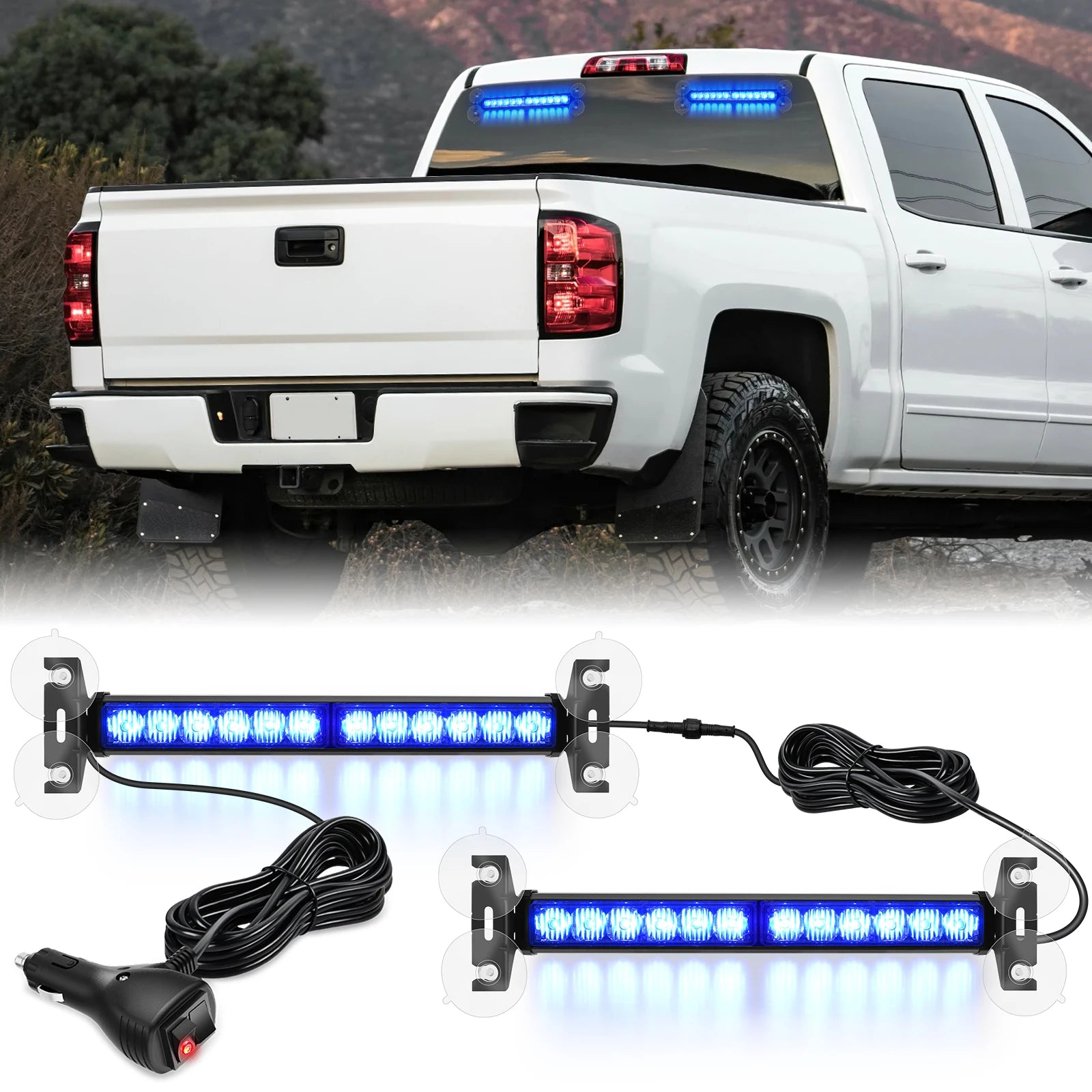 Nilight Automotive Strobe Traffic Advisor Light Bar 2-1 Dash Warning Safety Flashing Light Front/Rear Off-Road Truck Accessories