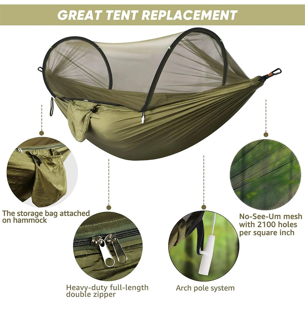 3-in-1 Camping Hammock with Mosquito Mesh and Quick Opening